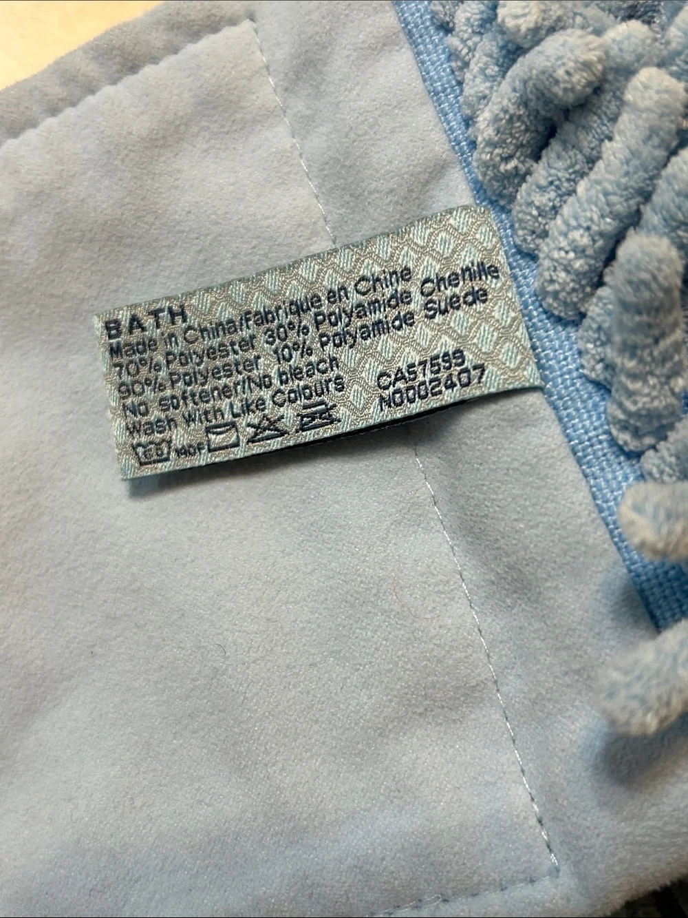 Norwex Bath Baclock Chenille Hand Towel Blue Butterfly embroidered